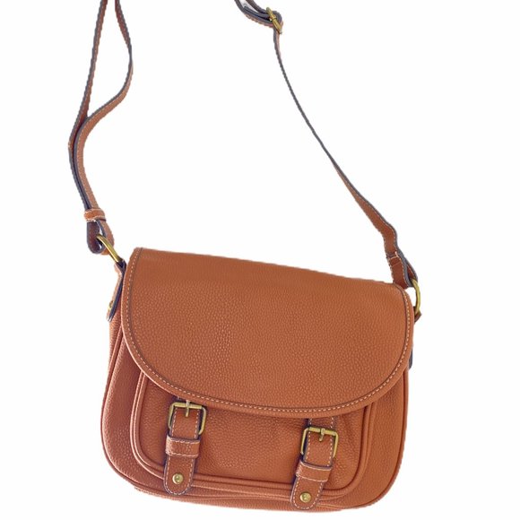 St. John's Bay Handbags - ST JOHNS BAY Genuine Pebble Medium Leather Tan Hob